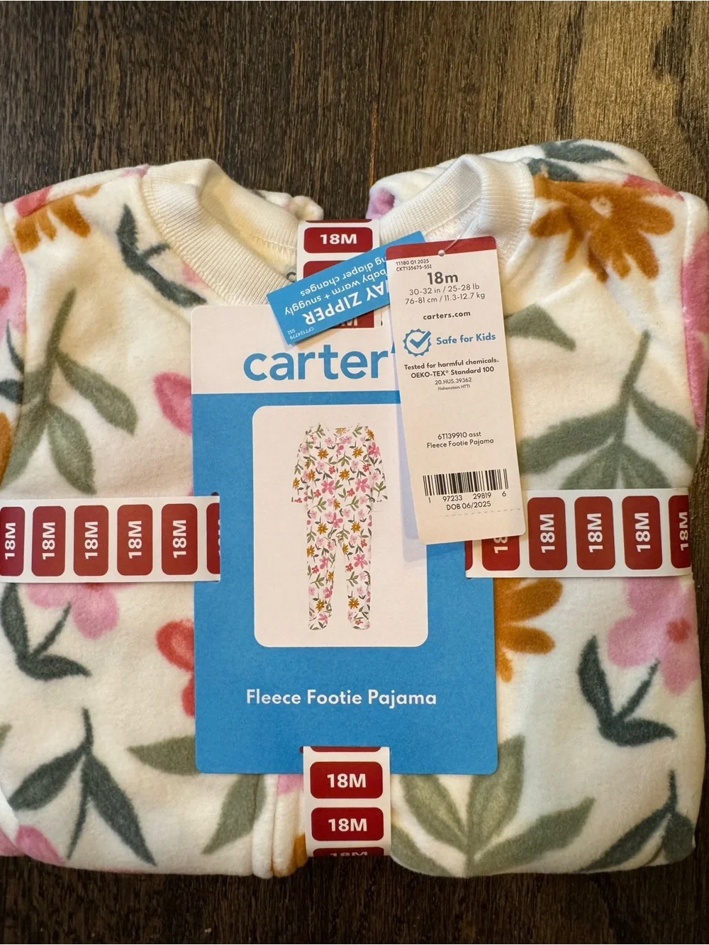 NWT Carter's Fleece Footie Pajama 2-Way Zipper 18 Months